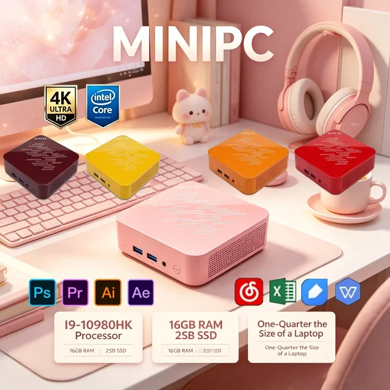 Pc Gaming Pink - Hellrosa Mini-PC Intel I9‑10980HK, 16GB RAM