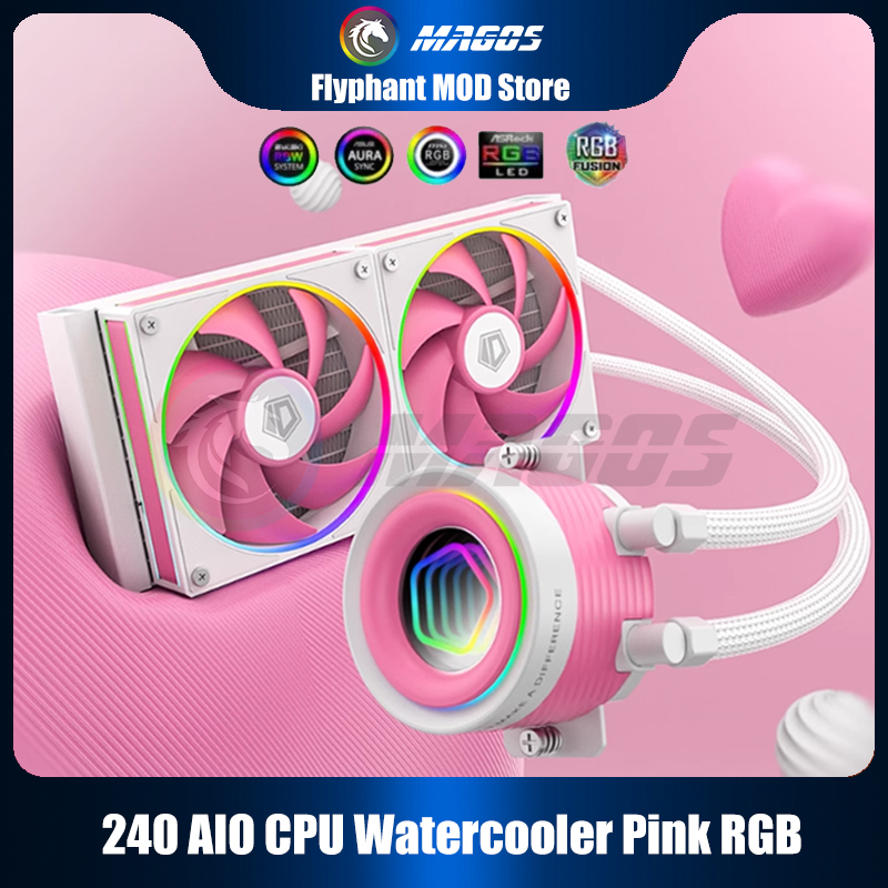 Pc Water Cooling - 240 AIO CPU Wasserkühler Rosa RGB