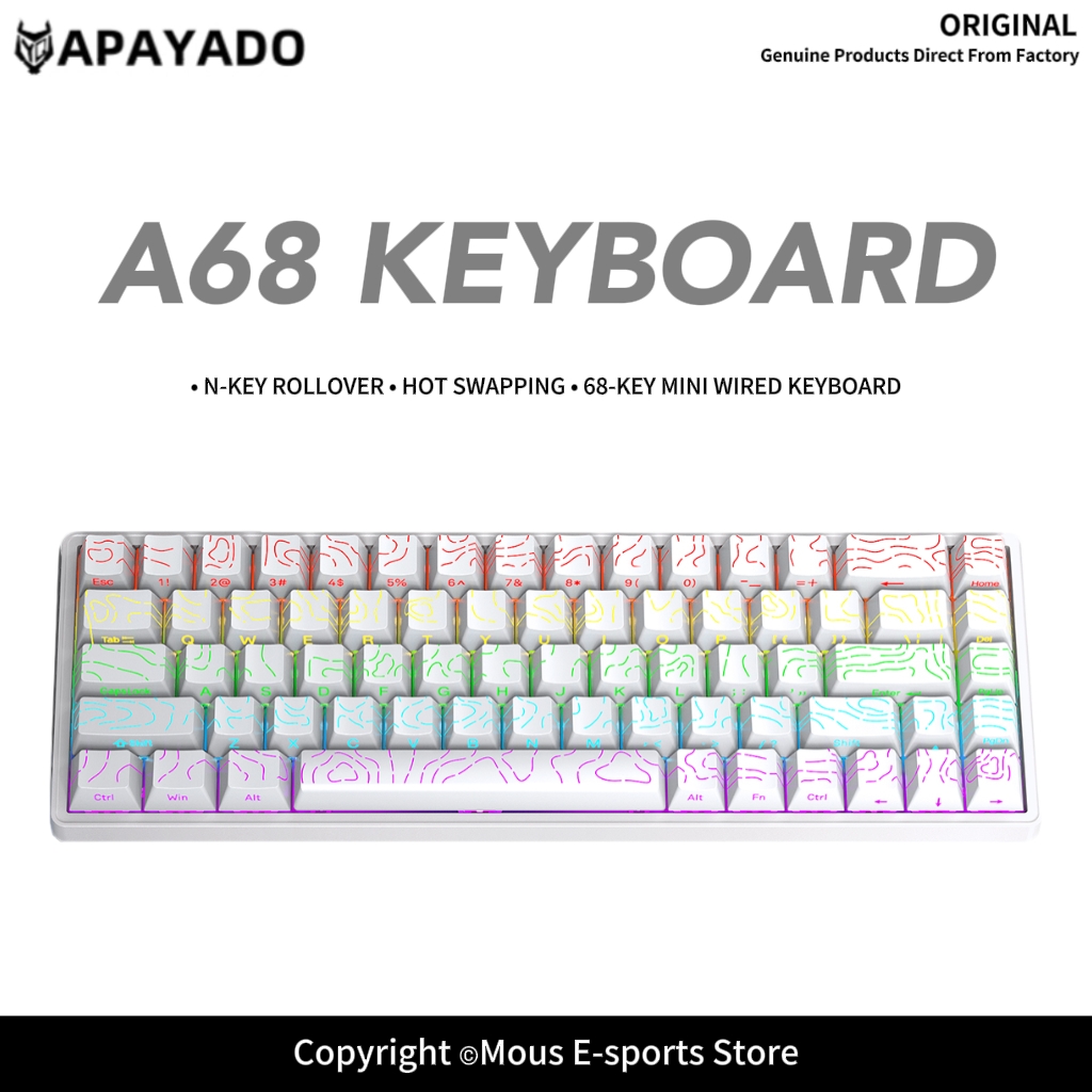 Pc Gaming Pink - APAYADO A68 Kabelgebundene mechanische Tastatur, Hot-Swap-fähig,